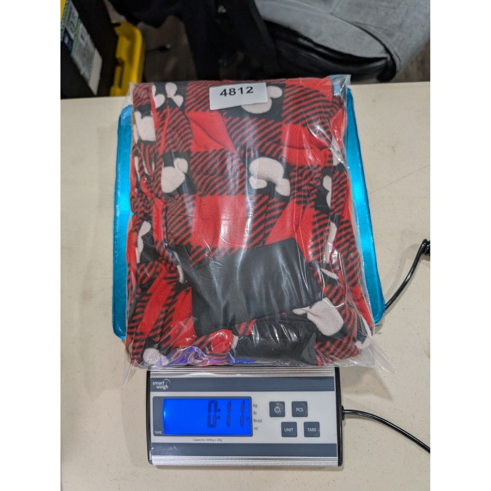 Disney 100 Mickey Mouse‎ Buffalo Plaid Hooded One Piece Pajamas Red Black Medium - Picture 9 of 9